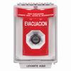 SS2043EV-ES STI Red Indoor/Outdoor Flush w/ Horn Key-to-Activate Stopper Station with EVACUATION Label Spanish