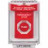 SS2044ES-EN STI Red Indoor/Outdoor Flush w/ Horn Momentary Stopper Station with EMERGENCY STOP Label English