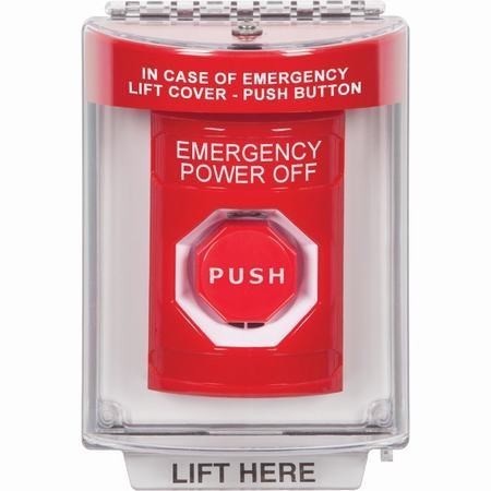 SS2045PO-EN STI Red Indoor/Outdoor Flush w/ Horn Momentary (Illuminated) Stopper Station with EMERGENCY POWER OFF Label English