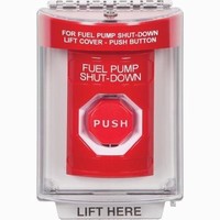 SS2045PS-EN STI Red Indoor/Outdoor Flush w/ Horn Momentary (Illuminated) Stopper Station with FUEL PUMP SHUT DOWN Label English