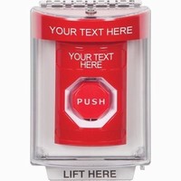 SS2045ZA-EN STI Red Indoor/Outdoor Flush w/ Horn Momentary (Illuminated) Stopper Station with Non-Returnable Custom Text Label English