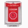 SS2046LD-EN STI Red Indoor/Outdoor Flush w/ Horn Momentary (Illuminated) with Red Lens Stopper Station with LOCKDOWN Label English