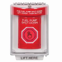 SS2047PS-EN STI Red Indoor/Outdoor Flush w/ Horn Weather Resistant Momentary (Illuminated) with Red Lens Stopper Station with FUEL PUMP SHUT DOWN Label English