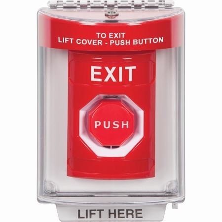 SS2048XT-EN STI Red Indoor/Outdoor Flush w/ Horn Pneumatic (Illuminated) Stopper Station with EXIT Label English
