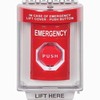 SS2049EM-EN STI Red Indoor/Outdoor Flush w/ Horn Turn-to-Reset (Illuminated) Stopper Station with EMERGENCY Label English