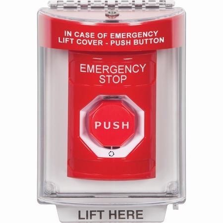SS2049ES-EN STI Red Indoor/Outdoor Flush w/ Horn Turn-to-Reset (Illuminated) Stopper Station with EMERGENCY STOP Label English