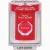 SS2049HV-EN STI Red Indoor/Outdoor Flush w/ Horn Turn-to-Reset (Illuminated) Stopper Station with HVAC SHUT DOWN Label English