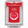SS2049PX-EN STI Red Indoor/Outdoor Flush w/ Horn Turn-to-Reset (Illuminated) Stopper Station with PUSH TO EXIT Label English