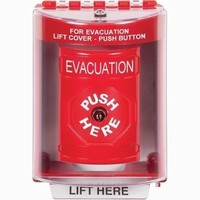 SS2070EV-EN STI Red Indoor/Outdoor Surface Key-to-Reset Stopper Station with EVACUATION Label English