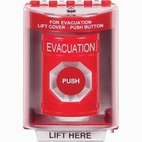 SS2071EV-EN STI Red Indoor/Outdoor Surface Turn-to-Reset Stopper Station with EVACUATION Label English