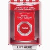 SS2071HV-EN STI Red Indoor/Outdoor Surface Turn-to-Reset Stopper Station with HVAC SHUT DOWN Label English