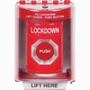 SS2071LD-EN STI Red Indoor/Outdoor Surface Turn-to-Reset Stopper Station with LOCKDOWN Label English