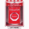 SS2072EV-EN STI Red Indoor/Outdoor Surface Key-to-Reset (Illuminated) Stopper Station with EVACUATION Label English