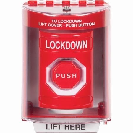 SS2072LD-EN STI Red Indoor/Outdoor Surface Key-to-Reset (Illuminated) Stopper Station with LOCKDOWN Label English