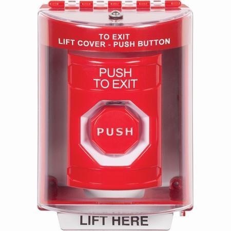 SS2072PX-EN STI Red Indoor/Outdoor Surface Key-to-Reset (Illuminated) Stopper Station with PUSH TO EXIT Label English