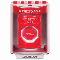 SS2072ZA-ES STI Red Indoor/Outdoor Surface Key-to-Reset (Illuminated) Stopper Station with Non-Returnable Custom Text Label Spanish