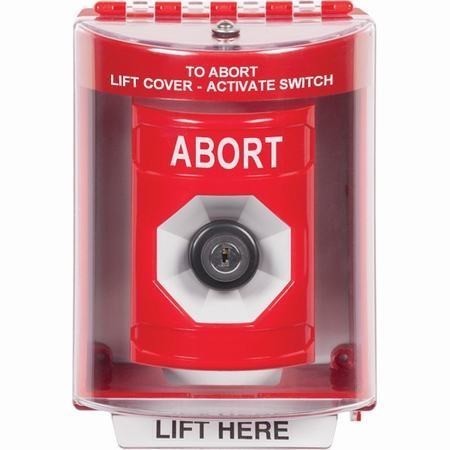 SS2073AB-EN STI Red Indoor/Outdoor Surface Key-to-Activate Stopper Station with ABORT Label English