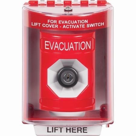 SS2073EV-EN STI Red Indoor/Outdoor Surface Key-to-Activate Stopper Station with EVACUATION Label English