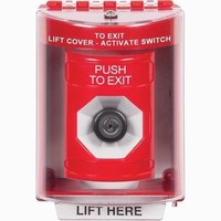 SS2073PX-EN STI Red Indoor/Outdoor Surface Key-to-Activate Stopper Station with PUSH TO EXIT Label English
