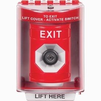 SS2073XT-EN STI Red Indoor/Outdoor Surface Key-to-Activate Stopper Station with EXIT Label English