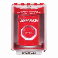 SS2075EM-ES STI Red Indoor/Outdoor Surface Momentary (Illuminated) Stopper Station with EMERGENCY Label Spanish