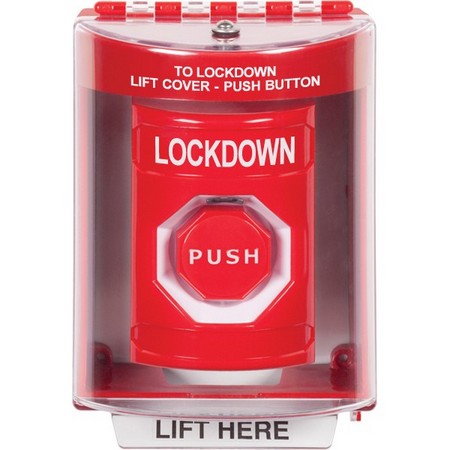 SS2075LD-EN STI Red Indoor/Outdoor Surface Momentary (Illuminated) Stopper Station with LOCKDOWN Label English