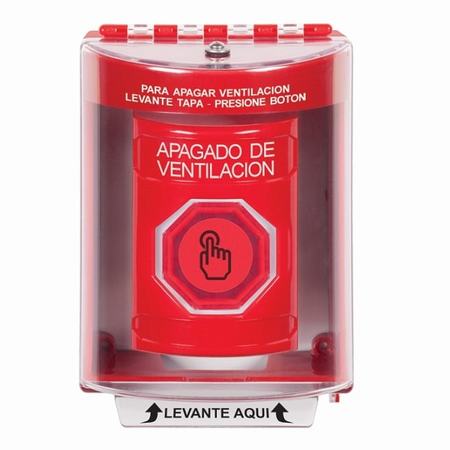SS2076HV-ES STI Red Indoor/Outdoor Surface Momentary (Illuminated) with Red Lens Stopper Station with HVAC SHUT DOWN Label Spanish