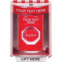 SS2078ZA-EN STI Red Indoor/Outdoor Surface Pneumatic (Illuminated) Stopper Station with Non-Returnable Custom Text Label English