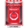SS2079EM-EN STI Red Indoor/Outdoor Surface Turn-to-Reset (Illuminated) Stopper Station with EMERGENCY Label English
