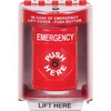 SS2080EM-EN STI Red Indoor/Outdoor Surface w/ Horn Key-to-Reset Stopper Station with EMERGENCY Label English