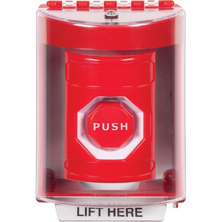 SS2082NT-EN STI Red Indoor/Outdoor Surface w/ Horn Key-to-Reset (Illuminated) Stopper Station with No Text Label English