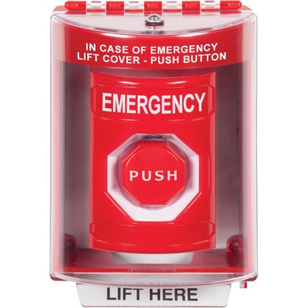 SS2085EM-EN STI Red Indoor/Outdoor Surface w/ Horn Momentary (Illuminated) Stopper Station with EMERGENCY Label English