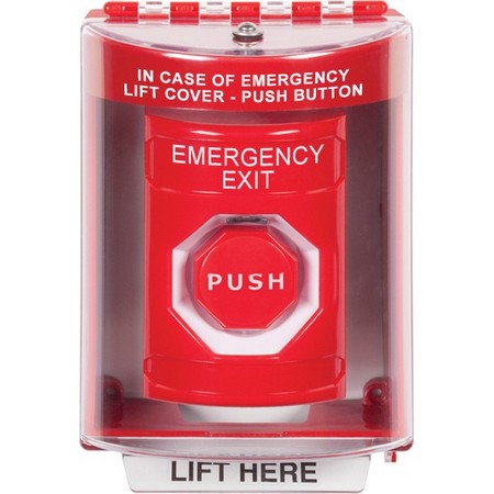 SS2085EX-EN STI Red Indoor/Outdoor Surface w/ Horn Momentary (Illuminated) Stopper Station with EMERGENCY EXIT Label English