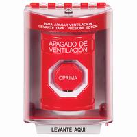 SS2085HV-ES STI Red Indoor/Outdoor Surface w/ Horn Momentary (Illuminated) Stopper Station with HVAC SHUT DOWN Label Spanish