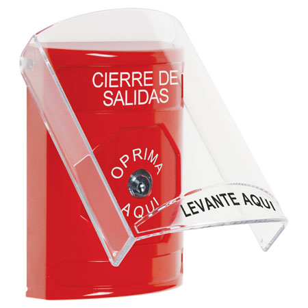 SS20A0LD-ES STI Red Indoor Only Flush or Surface w/ Horn Key-to-Reset Stopper Station with LOCKDOWN Label Spanish