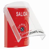 SS20A0XT-ES STI Red Indoor Only Flush or Surface w/ Horn Key-to-Reset Stopper Station with EXIT Label Spanish