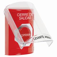 SS20A1LD-ES STI Red Indoor Only Flush or Surface w/ Horn Turn-to-Reset Stopper Station with LOCKDOWN Label Spanish