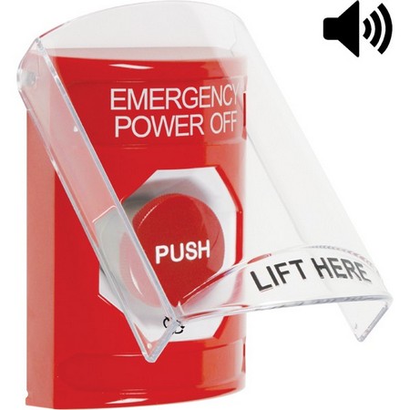 SS20A1PO-EN STI Red Indoor Only Flush or Surface w/ Horn Turn-to-Reset Stopper Station with EMERGENCY POWER OFF Label English
