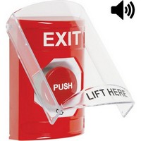 SS20A1XT-EN STI Red Indoor Only Flush or Surface w/ Horn Turn-to-Reset Stopper Station with EXIT Label English