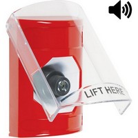 SS20A3NT-EN STI Red Indoor Only Flush or Surface w/ Horn Key-to-Activate Stopper Station with No Text Label English