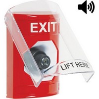 SS20A3XT-EN STI Red Indoor Only Flush or Surface w/ Horn Key-to-Activate Stopper Station with EXIT Label English