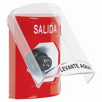 SS20A3XT-ES STI Red Indoor Only Flush or Surface w/ Horn Key-to-Activate Stopper Station with EXIT Label Spanish