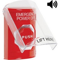 SS20A5PO-EN STI Red Indoor Only Flush or Surface w/ Horn Momentary (Illuminated) Stopper Station with EMERGENCY POWER OFF Label English
