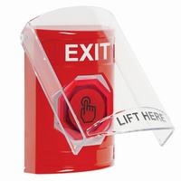 SS20A7XT-EN STI Red Indoor Only Flush or Surface w/ Horn Weather Resistant Momentary (Illuminated) with Red Lens Stopper Station with EXIT Label English