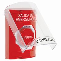 SS20A9EX-ES STI Red Indoor Only Flush or Surface w/ Horn Turn-to-Reset (Illuminated) Stopper Station with EMERGENCY EXIT Label Spanish
