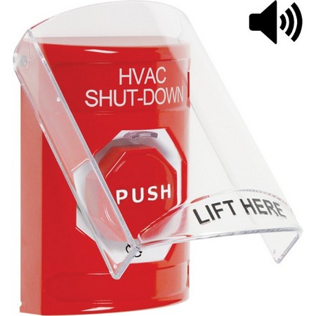 SS20A9HV-EN STI Red Indoor Only Flush or Surface w/ Horn Turn-to-Reset (Illuminated) Stopper Station with HVAC SHUT DOWN Label English