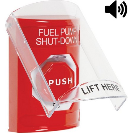 SS20A9PS-EN STI Red Indoor Only Flush or Surface w/ Horn Turn-to-Reset (Illuminated) Stopper Station with FUEL PUMP SHUT DOWN Label English