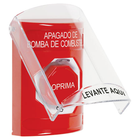 SS20A9PS-ES STI Red Indoor Only Flush or Surface w/ Horn Turn-to-Reset (Illuminated) Stopper Station with FUEL PUMP SHUT DOWN Label Spanish