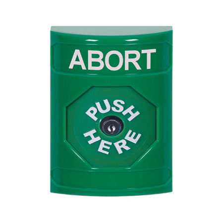SS2100AB-EN STI Green No Cover Key-to-Reset Stopper Station with ABORT Label English