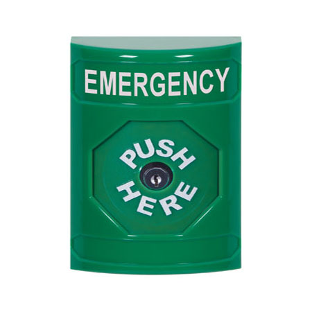 SS2100EM-EN STI Green No Cover Key-to-Reset Stopper Station with EMERGENCY Label English